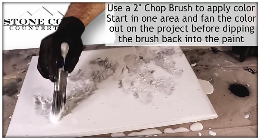 Chop brush creating a natural stone marble appearance