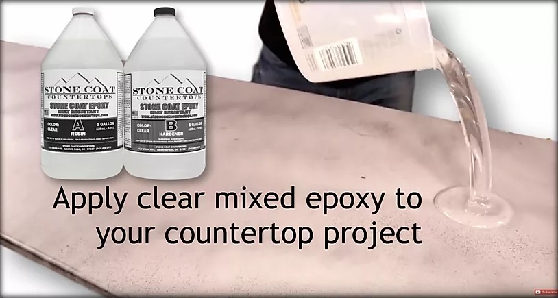 Apply clear mixed epoxy to your countertop project