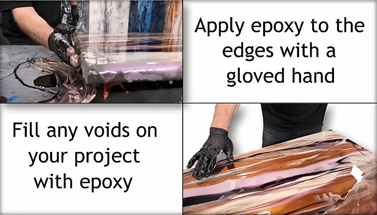 Applying Epoxy to Edge of DIY Epoxy Table Top