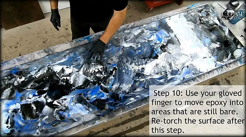 Fill in Bare Spots With Epoxy Using a Gloved Finger