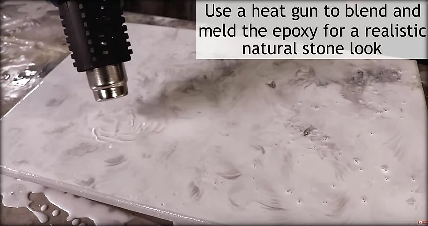 heat gun creating natural Carrara white marble look