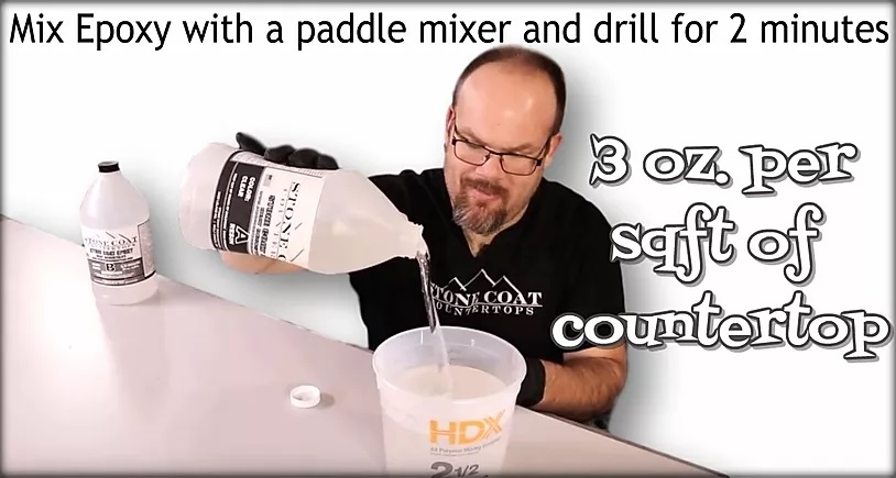 Mix epoxy with a paddle mixer and drill for 2 minutes.
