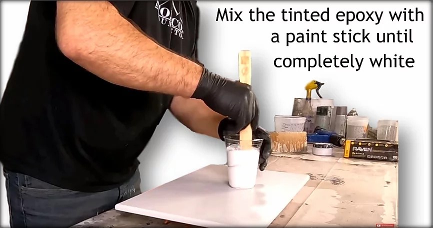 Mixing epoxy with a paint stick