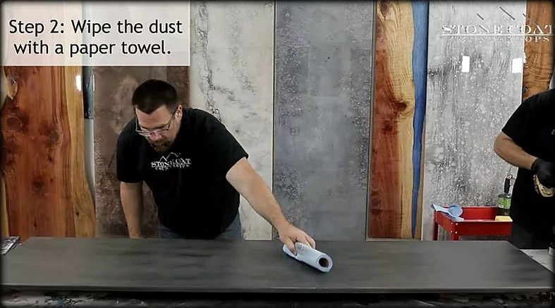 Wipe Dust Off Dry Countertop After Sanding